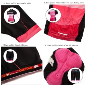 Women Cycling Jersey Set Short Sleeve+5D Padded Bicycle Shorts Quick-Dry Reflective 3-Pockets