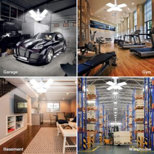 LED Garage Lights 2 Pack Garage Lights LED Light Garage E26 LED Garage Ceiling Lights 60W Deformable Garage Light with 4 Panels, LED Shop Light Garage Lights Ceiling Led for Garage, Working Light