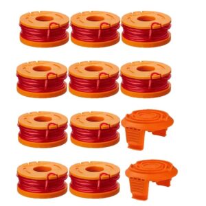 trimmer spool line for worx wa0010,edger spool fits for worx trimmer spools weed eater string,weed wacker spool replacement parts,trimmer line refills 0.065 inch for electric string trimmers 10 pack