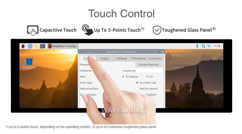 Waveshare 7.9inch Capacitive Touch Screen LCD Compatible with Raspberry Pi 5/4B/3B+/3A+/2B/B+/A+/Zero/Zero W/WH/Zero 2W CM3+/4 400×1280 Resolution HDMI IPS Supports Jetson Nano/Windows