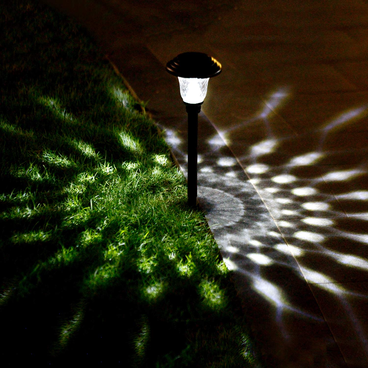 Solar Pathway Lights Outdoor, 6 Pack Metal Glass Solar Garden Lights LED Decorative Solar Walkway Lights Landscape Lighting for Driveway, Patio, Lawn, Yard