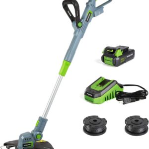 WORKPRO 20V Cordless String Trimmer/Edger, 12-inch, with 2Ah Lithium-Ion Battery, 1 Hour Quick Charger, 16.4ft Trimmer Line Included