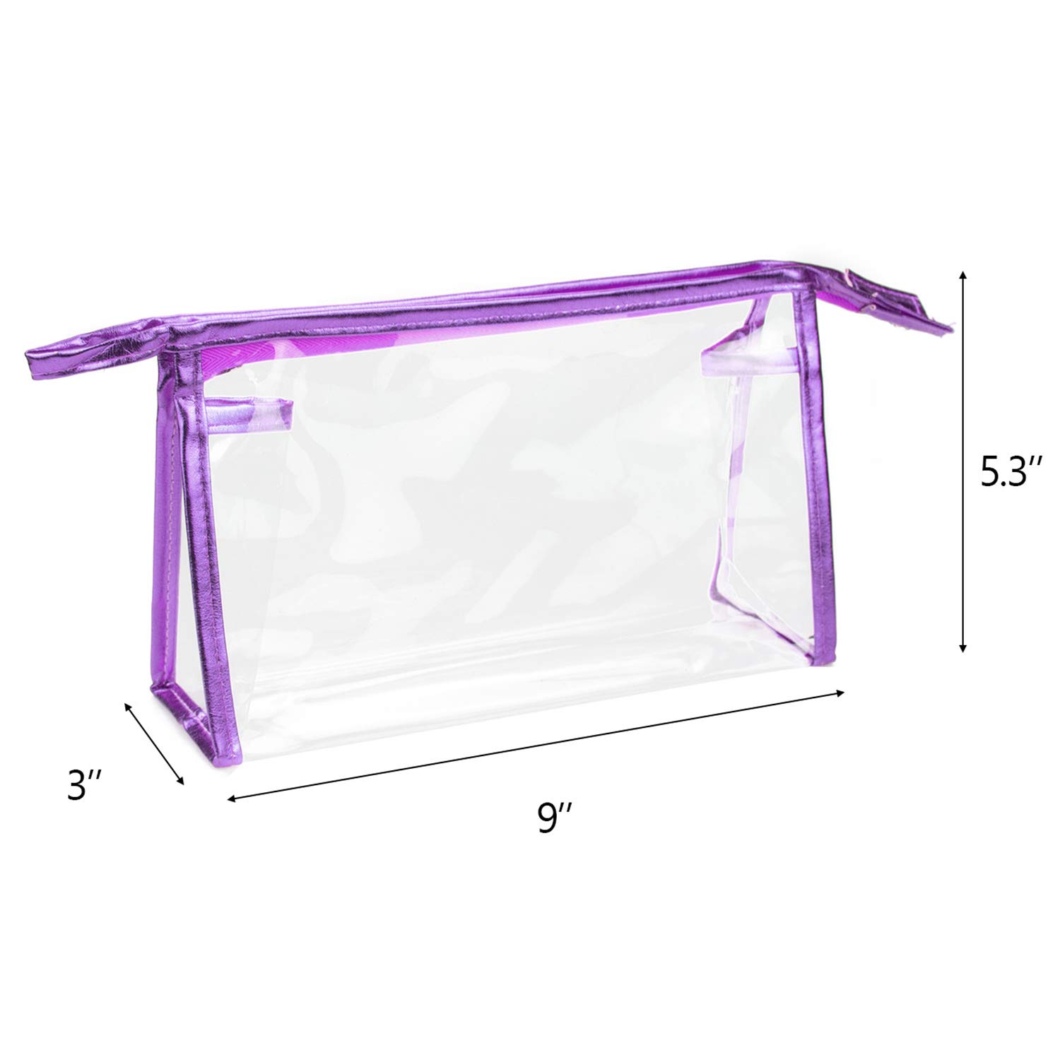 Hedume 10 Pcs Transparent Waterproof Cosmetic Bag, PVC Clear Makeup Organizing Bags With Zipper Perfect for Bathroom, Travel