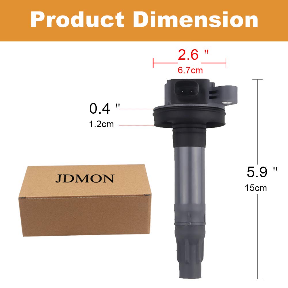 JDMON compatible with Ignition Coils Ford Lincoln Edge, Flex, F150, Explorer, Fusion, Mustang, Taurus, Taurus X, MKS, MKX, MKZ 3.5L, 3.7L V6 2007-2017 - Replaces 7T4E-12A375-EE, 7T4Z12029E Set of 6