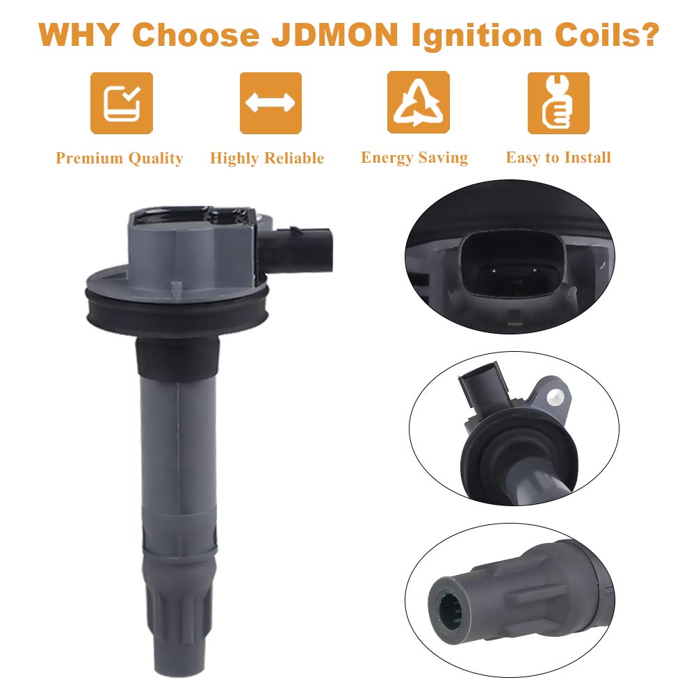 JDMON compatible with Ignition Coils Ford Lincoln Edge, Flex, F150, Explorer, Fusion, Mustang, Taurus, Taurus X, MKS, MKX, MKZ 3.5L, 3.7L V6 2007-2017 - Replaces 7T4E-12A375-EE, 7T4Z12029E Set of 6