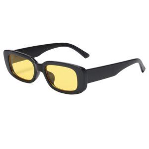 vanlinker driving shades rectangle sunglasses for men uv protection small wide retro frame fashion shades 90’s vintage escape vl9529 yellow