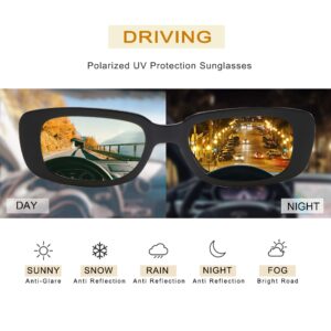 VANLINKER Driving Shades Rectangle Sunglasses for Men UV Protection Small Wide Retro Frame Fashion Shades 90’s Vintage Escape VL9529 Yellow