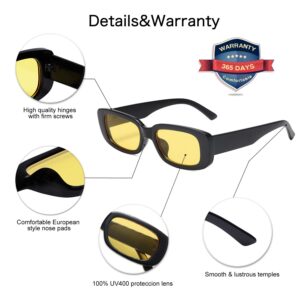 VANLINKER Driving Shades Rectangle Sunglasses for Men UV Protection Small Wide Retro Frame Fashion Shades 90’s Vintage Escape VL9529 Yellow