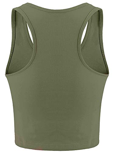 Boao 4 Pieces Basic Tank Tops Sleeveless Racerback Crop Top for Women(Black, White, Army Green, Coffee,Large)