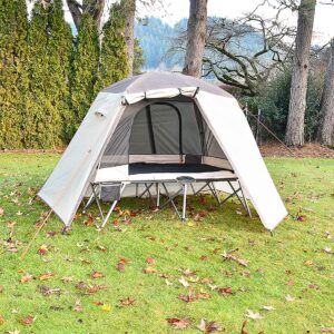 Timber Ridge 2 Person Quick Setup Full Fly Cot Tent, Tan, 80"X50"X47" (WF-7447)