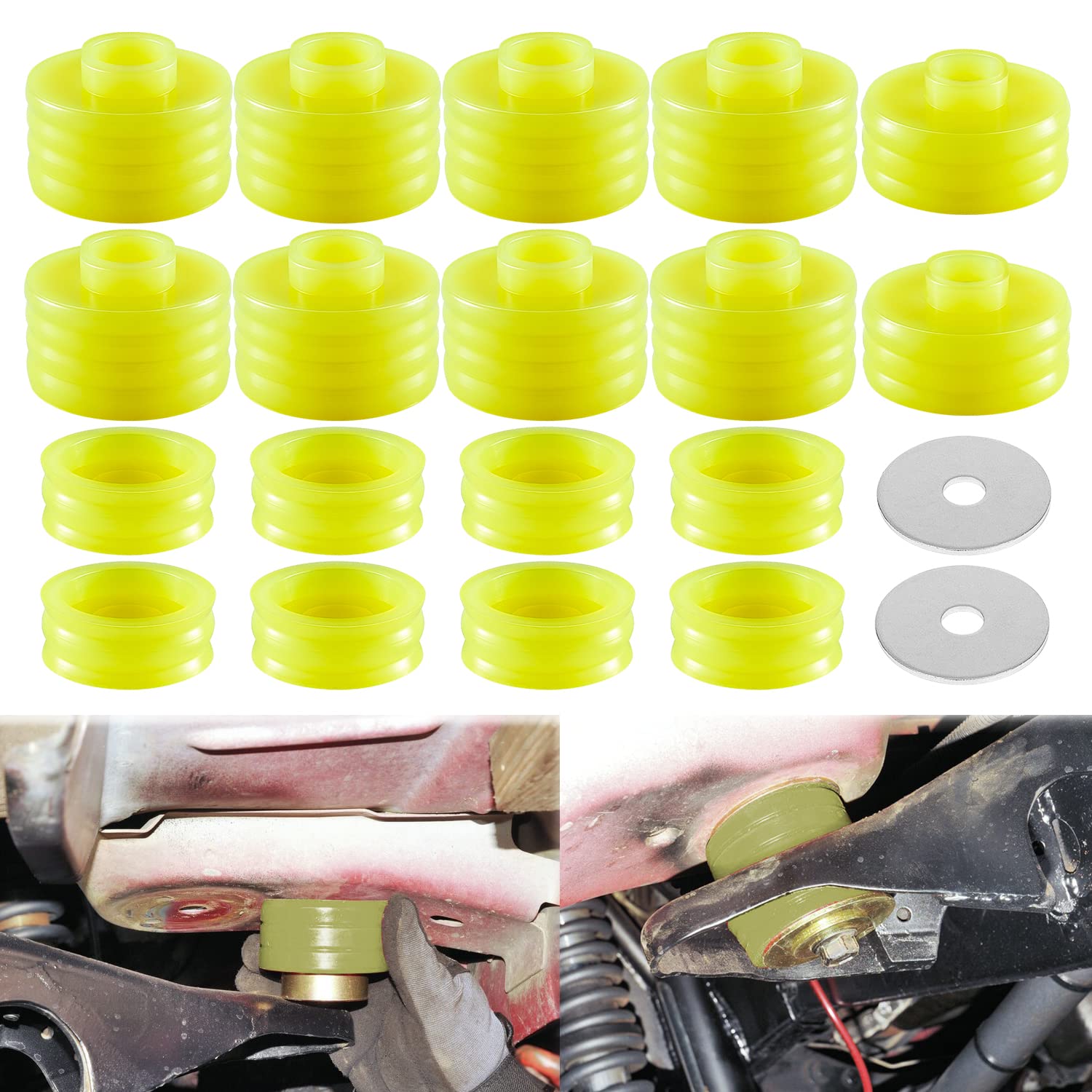 KF04050BK Body Mount Bushing Kit Compatible with Ford F250 F350 Super Duty 1998-2018 2WD 4WD Polyurethane Body Mounts (Yellow)