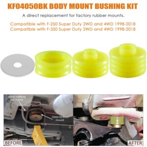 KF04050BK Body Mount Bushing Kit Compatible with Ford F250 F350 Super Duty 1998-2018 2WD 4WD Polyurethane Body Mounts (Yellow)