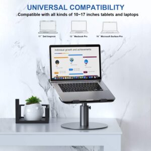 YoFeW Adjustable Laptop Stand, Aluminum Laptop Riser, Multi-Angle Height Adjustable 360°Rotation Computer Stand Desktop Holder Compatible with Mac MacBook Pro Air, Lenovo, Dell XPS, HP(10-17"),Gray