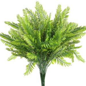 rinlong 6pcs artificial boston fern greenery fake plants outdoor uv resistant plants faux fern for outdoors hanging planter decor