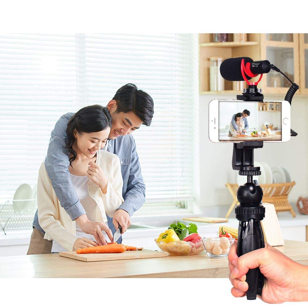 Vitopal VM-i2 Universal Video Microphone Kit for Smartphones, DSLR Camera, Vlogging, Recording Music, Live Streaming (VM-i2=VM-i1+Tripod Kit)