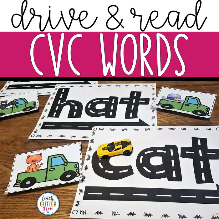 Drive, Read and Match CVC Words | Sound Blending Center Activity