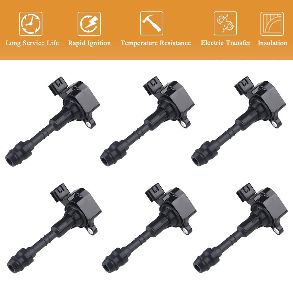 JDMON Ignition Coils Pack Compatible with Nissan Altima Frontier Maxima Pathfinder Murano Quest Infiniti QX4 I35 Replaces 222488J115 224488J111 22448-8J11C UF-349 3.5L 4.0L V6 Coil Pack