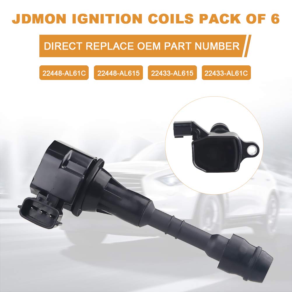 JDMON Ignition Coils Pack Compatible with Nissan Altima Frontier Maxima Pathfinder Murano Quest Infiniti QX4 I35 Replaces 222488J115 224488J111 22448-8J11C UF-349 3.5L 4.0L V6 Coil Pack