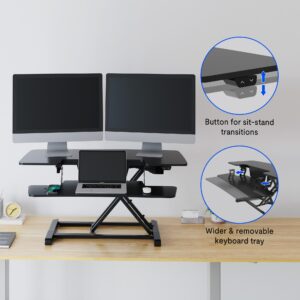 FLEXISPOT 40" Electric Height Adjustable Standing Desk Converter Motorized Stand-up Desk Riser with Quick Release Keyboard Tray, for Home and Office