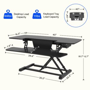 FLEXISPOT 40" Electric Height Adjustable Standing Desk Converter Motorized Stand-up Desk Riser with Quick Release Keyboard Tray, for Home and Office