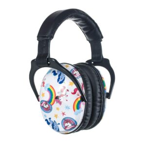protear kids ear protection safety ear muffs, nrr 25db noise reduction children earmuffs, hearing protectors for sleeping, studying, airplane, concerts, fireworks - unicorn with black band