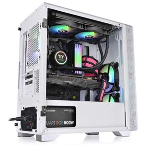 Thermaltake S100 Tempered Glass Snow Edition Micro-ATX mini-Tower Computer Case with 120mm Rear Fan Pre-Installed CA-1Q9-00S6WN-00, White