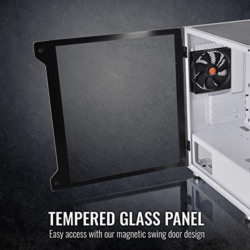 Thermaltake S100 Tempered Glass Snow Edition Micro-ATX mini-Tower Computer Case with 120mm Rear Fan Pre-Installed CA-1Q9-00S6WN-00, White