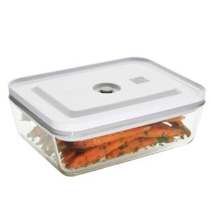 zwilling fresh & save medium vacuum sealer container, casserole dish with lid, brownie pan, lasagna pan, pizza pan, 9.5 x 7.1 x 3.8-inch