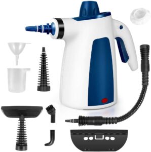 ffddy ms69 steam cleaner, handheld multi purpose high pressure chemical free steamer 350ml big tank size, cleaning for home/toilet/bathroom/auto/patio/grout, blue