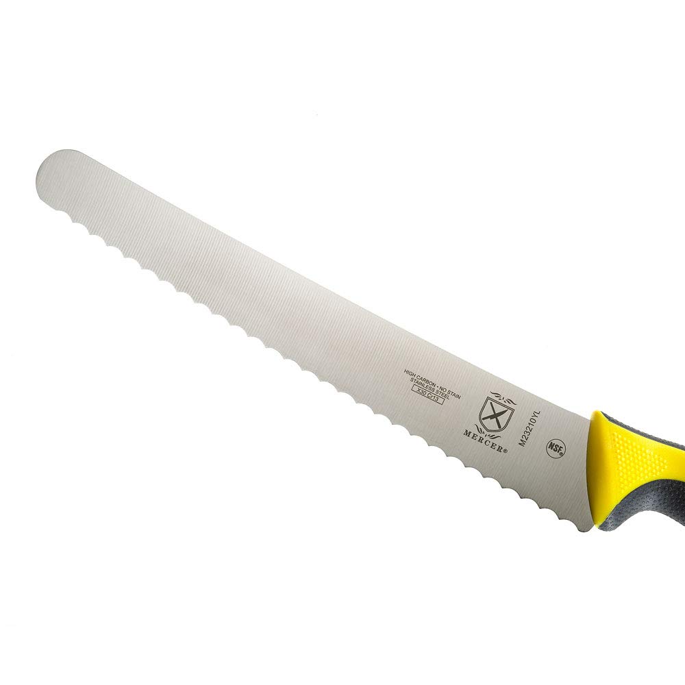 Mercer Culinary Millennia Colors Bread Knife, 10-Inch Wavy Edge Wide, Yellow