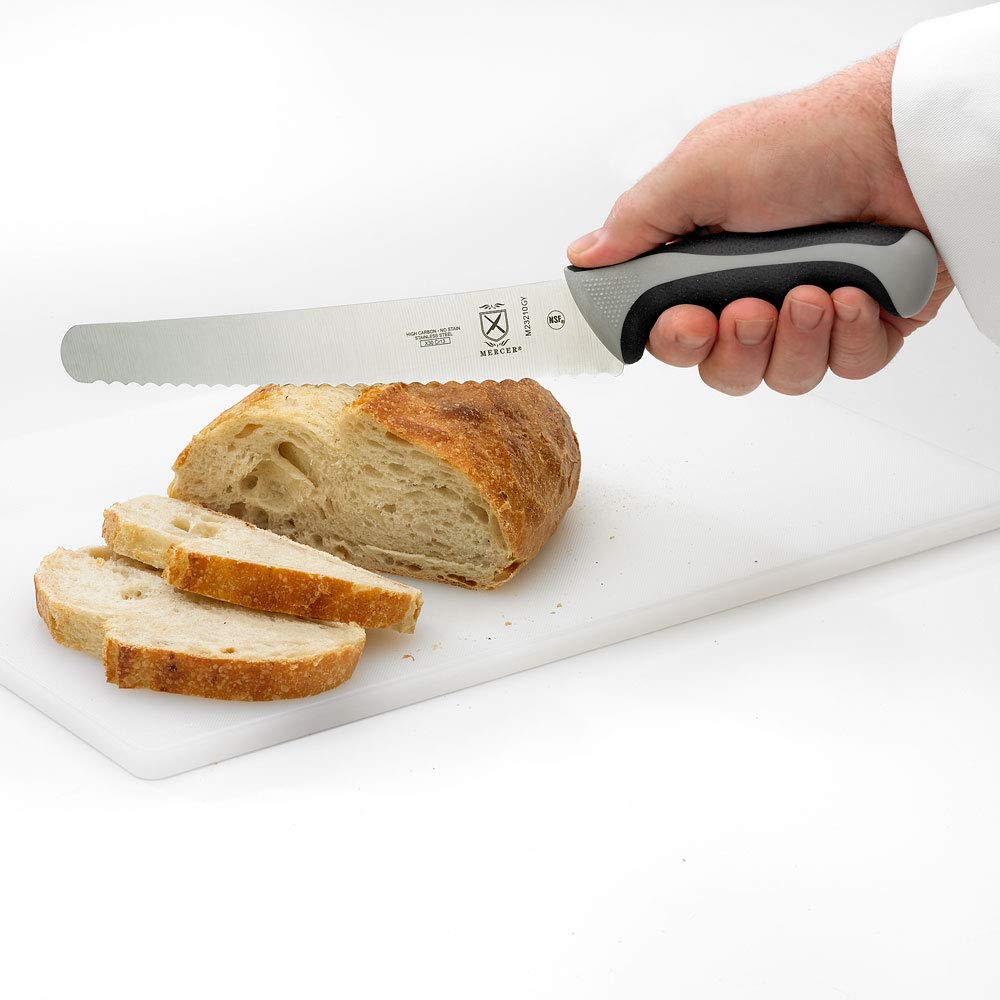 Mercer Culinary Millennia Colors Stainless Steel Bread Knife 10-Inch Wavy Edge Wide, Gray