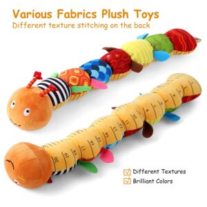 ZUCOOP Baby Musical Worm Soft Infant Toy, 6 Different Sensory, Crinkle and Rattle Stuffed Animals for Newborn Toy Tummy Time 0-3-6-12 Months Old Girl Boy Gifts, Cuddly Caterpillar