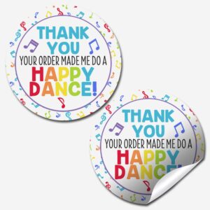 happy dance music themed thank you customer appreciation sticker labels for small businesses, 60 1.5" circle stickers by amandacreation, great for mailing envelopes, postcards, direct mail, & more!