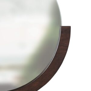 Umbra Mira Decorative Wall Entryway, Circular Mirror with Wood Frame on The Bottom Half, 30 Inch, Aged Walnut