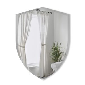 umbra 24x32-inch large-scale, versatile, beveled edge, unique shield wall mount mirror for entryways, living rooms, bedrooms, and more (standard)
