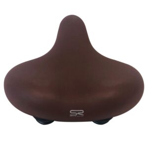 EMOJO Leather Electric Bike Seat Shock Absorb Comfort Memory Foam Padded Beach Cruiser Bike Saddle Brown Bicycle Seat Replacement with Ultra-Elastic Suspension Steel Bow Universal Bikes Fit