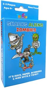 thegag sharks aliens zombies: fun card game for kids played like rock paper scissors war for family game night gift giving stocking stuffer