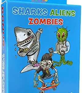 TheGag Sharks Aliens Zombies: Fun Card Game for Kids Played Like Rock Paper Scissors War for Family Game Night Gift Giving Stocking Stuffer