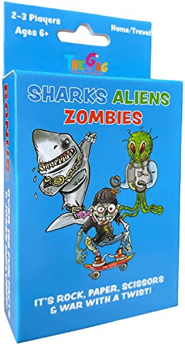 TheGag Sharks Aliens Zombies: Fun Card Game for Kids Played Like Rock Paper Scissors War for Family Game Night Gift Giving Stocking Stuffer