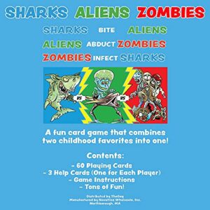 TheGag Sharks Aliens Zombies: Fun Card Game for Kids Played Like Rock Paper Scissors War for Family Game Night Gift Giving Stocking Stuffer