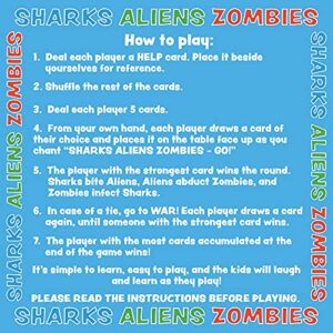 TheGag Sharks Aliens Zombies: Fun Card Game for Kids Played Like Rock Paper Scissors War for Family Game Night Gift Giving Stocking Stuffer