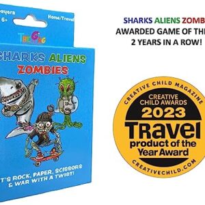 TheGag Sharks Aliens Zombies: Fun Card Game for Kids Played Like Rock Paper Scissors War for Family Game Night Gift Giving Stocking Stuffer