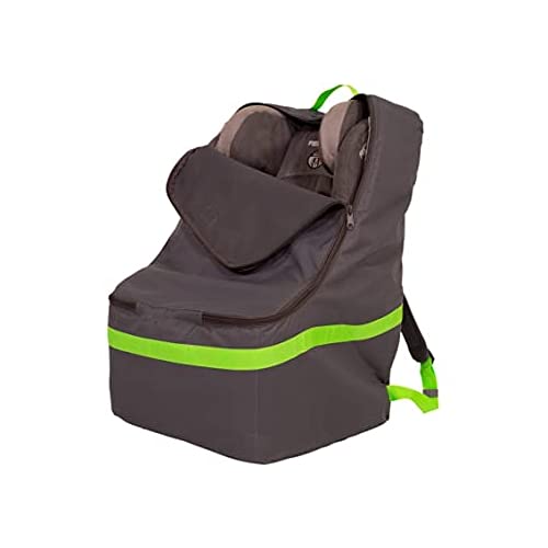 J.L. Childress Ultimate Backpack Padded Car Seat Travel Bag, Grey with Lime Trim, Grey/Lime Green