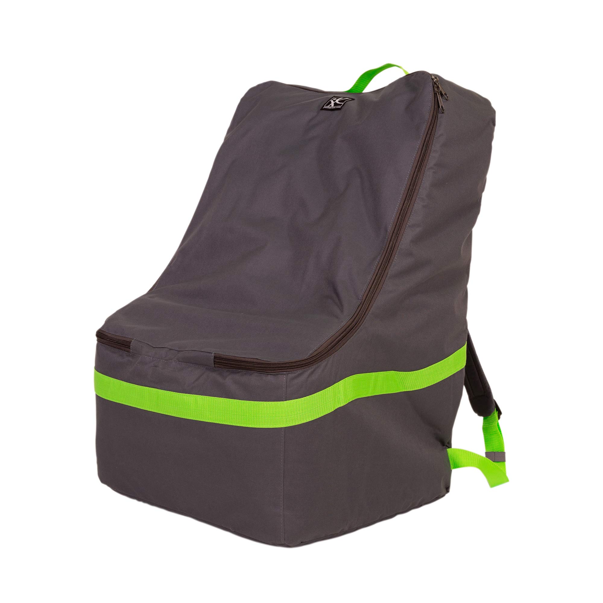 J.L. Childress Ultimate Backpack Padded Car Seat Travel Bag, Grey with Lime Trim, Grey/Lime Green