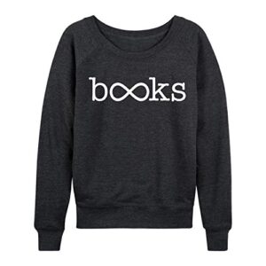 instant message - infinity books - women's french terry pullover - size x-large heather charcoal