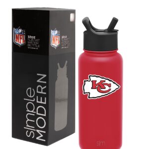 Simple Modern Officially Licensed NFL Water Bottle with Straw Lid | 32oz Vacuum Insulated Stainless Steel Thermos | Summit Collection