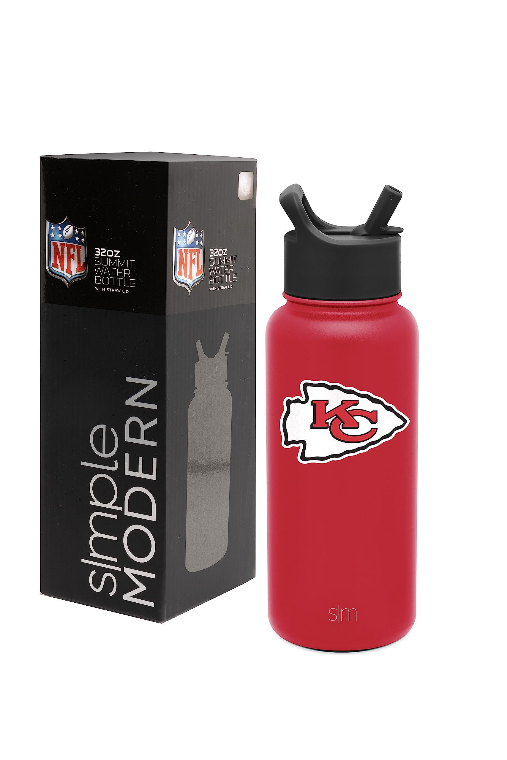 Simple Modern Officially Licensed NFL Water Bottle with Straw Lid | 32oz Vacuum Insulated Stainless Steel Thermos | Summit Collection