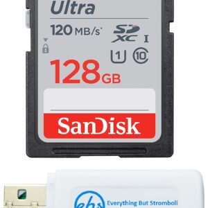 SanDisk 128GB SD Ultra Memory Card for Waterproof Camera Works with Olympus Tough TG-6, TG-5, TG-4, TG-3, TG-870 (SDSDUN4-128G-GN6IN) Plus (1) Everything But Stromboli SD Card Reader