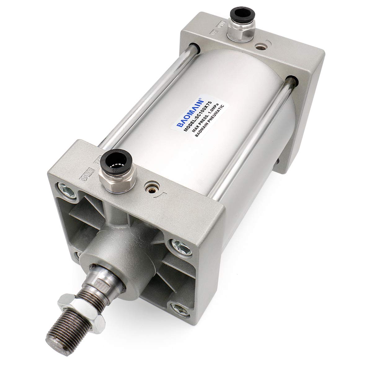 Baomain Pneumatic Air Cylinder SC 100 x 75 PT 1/2; Bore: 4", Stroke: 3"; Screwed Piston Rod Dual Action