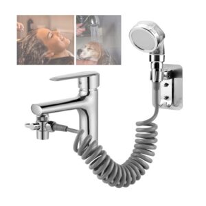 shower head sink- sink hose sprayer attachment for faucet- bathroom-utility-bathtub- shower head attachable nozzle , swivel aerator w/10ft extra long retractable hose,no drilling support